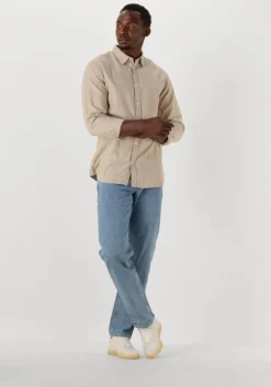 beige selected homme casual overhemd slhslimowen-brushed shirt ls noos