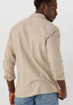 beige selected homme casual overhemd slhslimowen-brushed shirt ls noos