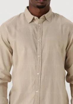 beige selected homme casual overhemd slhslimowen-brushed shirt ls noos