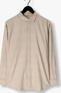 beige selected homme casual overhemd slhslimowen-brushed shirt ls noos