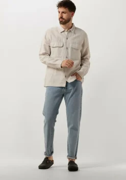 beige selected homme casual overhemd slhmads-linen overshirt ls noos