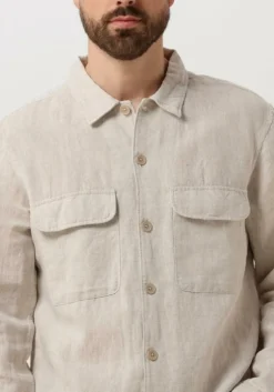 beige selected homme casual overhemd slhmads-linen overshirt ls noos