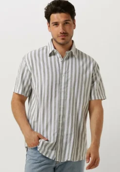 beige selected homme casual overhemd slhregnew-linen shirt ss classic