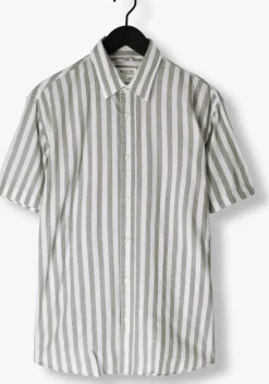 beige selected homme casual overhemd slhregnew-linen shirt ss classic