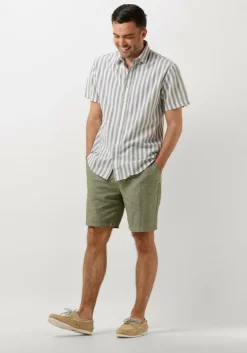 beige selected homme casual overhemd slhregnew-linen shirt ss classic