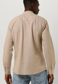 beige selected homme casual overhemd slhslimnew-linen shirt ls band w