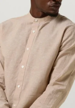 beige selected homme casual overhemd slhslimnew-linen shirt ls band w