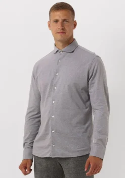 beige selected homme casual overhemd slhslimbond-pique knit-shirt ls b