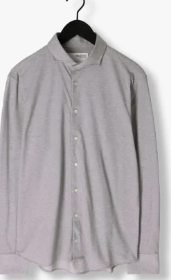 beige selected homme casual overhemd slhslimbond-pique knit-shirt ls b