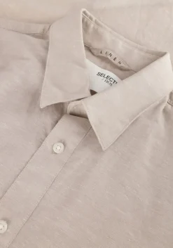 beige selected homme casual overhemd slhslim-sun shirt ls noos