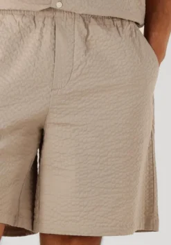 beige selected homme korte broek slhloose-ace seersucker string shorts