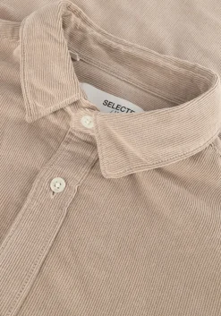 beige selected homme overshirt slhregowen-cord shirt ls w
