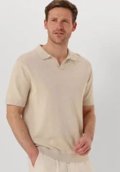 beige selected homme polo slhmattis ss knit sun open polo noos
