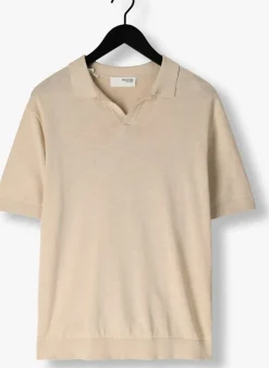 beige selected homme polo slhmattis ss knit sun open polo noos