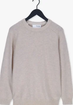 beige selected homme trui newcoban lambs wool crew neck w
