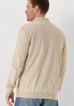 beige selected homme trui slhberg half zip cardigan noos