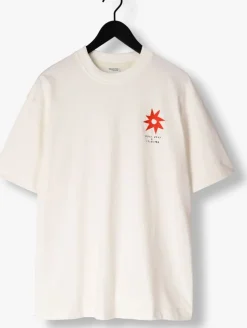 beige selected homme t-shirt slhrelaxjay license ss o-neck tee