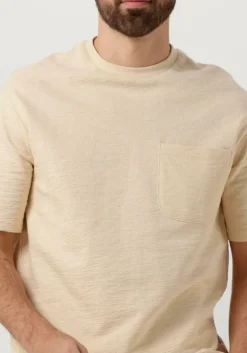 beige selected homme t-shirt slhloossaul slub ss o-neck tee