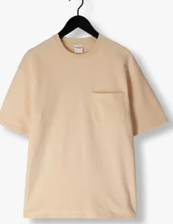 beige selected homme t-shirt slhloossaul slub ss o-neck tee