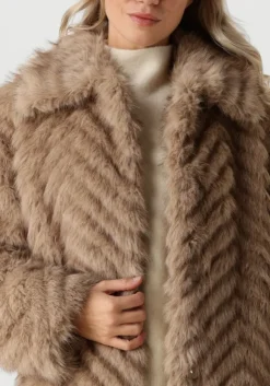beige stand studio faux fur jas wynther coat