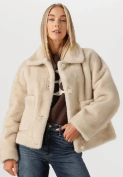 beige studio ar faux fur jas faje