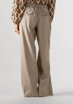 beige summum pantalon trousers wide linen blend twill