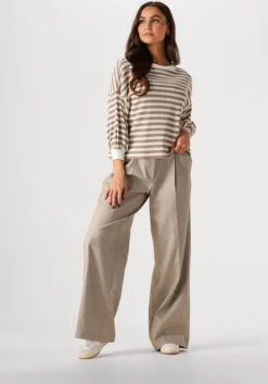 beige summum pantalon trousers wide linen blend twill