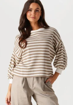 beige summum sweater jersey sweater waffle lurex stripe