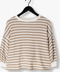 beige summum sweater jersey sweater waffle lurex stripe