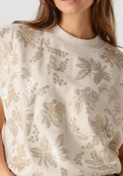 beige summum top sleeveless embellished sweatshirt