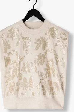 beige summum top sleeveless embellished sweatshirt