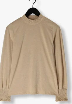 beige summum top smocked top fine lurex jersey