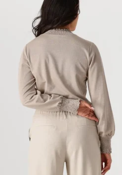 beige summum top smocked top fine lurex jersey