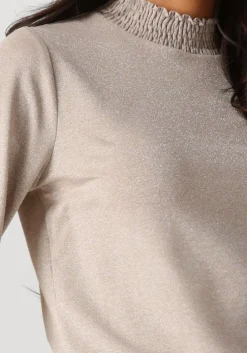 beige summum top smocked top fine lurex jersey