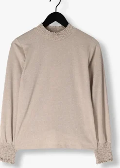 beige summum top smocked top fine lurex jersey