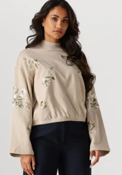 beige summum trui croped embellished