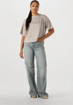 beige summum t-shirt boxy top soft lurex jersey