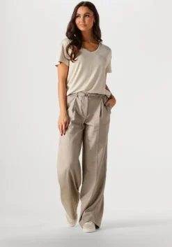 beige summum t-shirt v-neck top metallic coated jersey