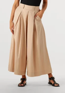 beige summum wijde broek culotte lt wt stretch poplin