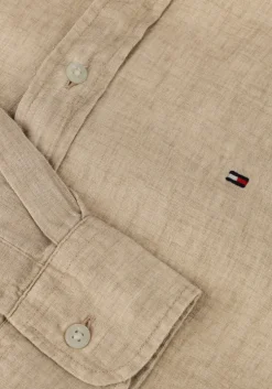 beige tommy hilfiger casual overhemd pigment dyed li solid rf shirt