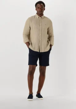 beige tommy hilfiger casual overhemd pigment dyed li solid rf shirt