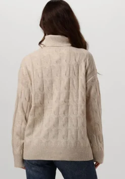 beige tommy hilfiger coltrui soft wool cable roll-nk sweater