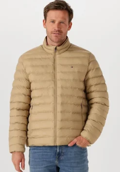beige tommy hilfiger gewatteerde jas packable recycled jacket