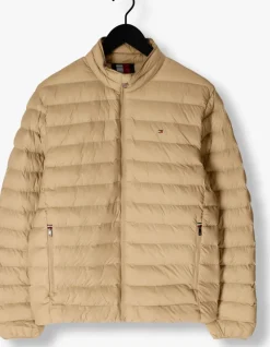 beige tommy hilfiger gewatteerde jas packable recycled jacket