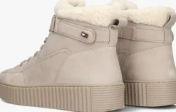 beige tommy hilfiger hoge sneakers faux fur low lace-up