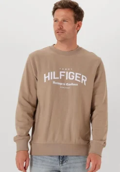 beige tommy hilfiger sweater hilfiger arch crew neck