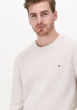 beige tommy hilfiger trui rib texture crew neck
