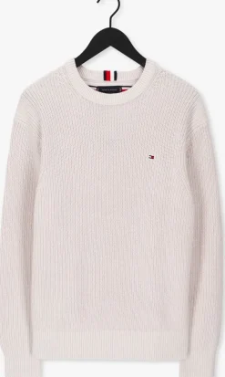 beige tommy hilfiger trui rib texture crew neck