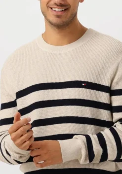 beige tommy hilfiger trui structure crew nk