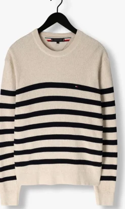 beige tommy hilfiger trui structure crew nk